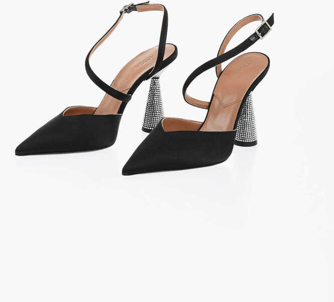 Pantofi stiletto DACCORI Satin Arya Pumps With Rhinestoned Spool Heel 9Cm Black Femei (BM 18967654) 1