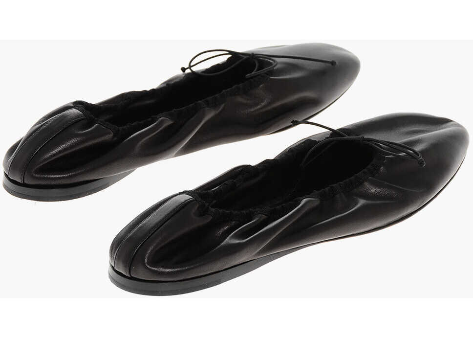 Balerini casual THE ROW Leather Awar Ballet Flats With Elastic Detail Black Femei (BM 18967663) 2