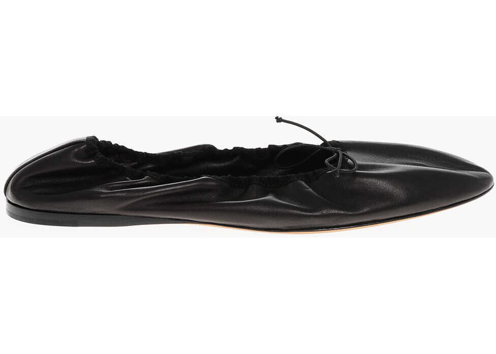 Balerini casual THE ROW Leather Awar Ballet Flats With Elastic Detail Black Femei (BM 18967663) 3