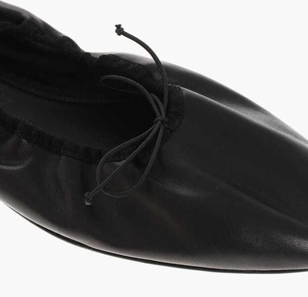 Balerini casual THE ROW Leather Awar Ballet Flats With Elastic Detail Black Femei (BM 18967663) 4