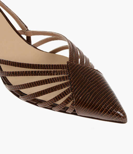 Pantofi stiletto Francesco Russo Lizard Embossed Leather Slingbacks 6Cm Brown Femei (BM 18967666) 4