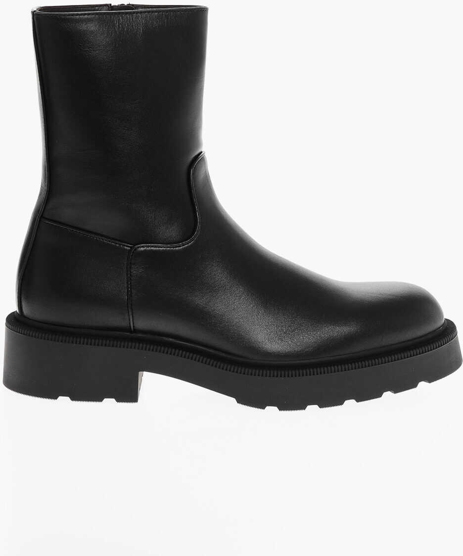 Botine THE ROW Leather Nobilis Biker Booties Black Femei (BM 18967669) 3