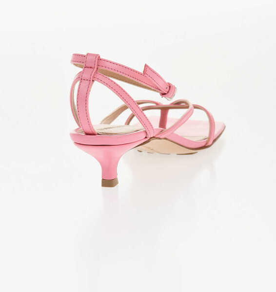 Sandale cu toc Bottega Veneta Leather Lounge Thong Sandals With Ankle Strap 4Cm Pink Femei (BM 18967687) 2