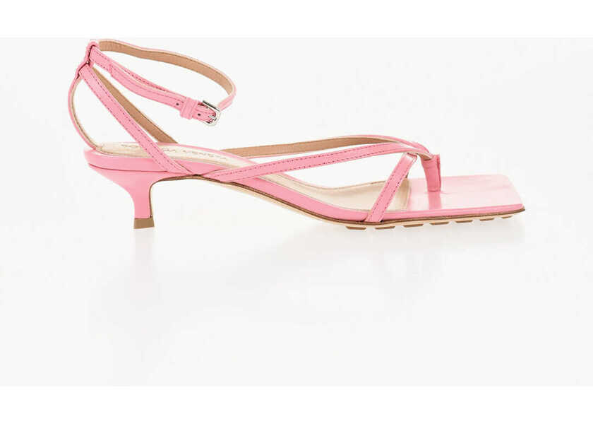 Sandale cu toc Bottega Veneta Leather Lounge Thong Sandals With Ankle Strap 4Cm Pink Femei (BM 18967687) 3