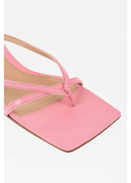 Sandale cu toc Bottega Veneta Leather Lounge Thong Sandals With Ankle Strap 4Cm Pink Femei (BM 18967687) 4