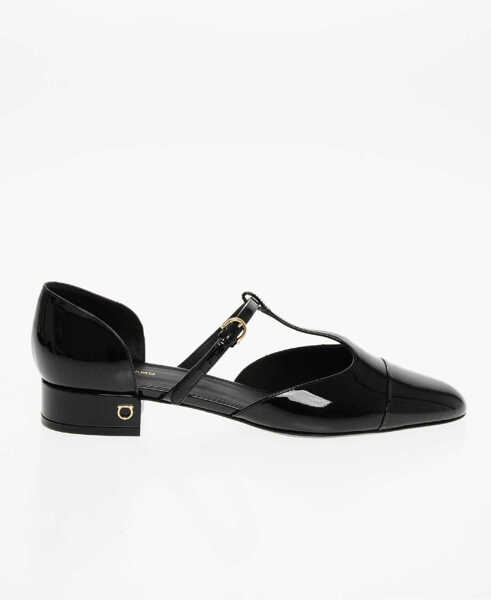 Balerini casual Salvatore Ferragamo Patent Leather Linette T-Bar Ballet Flats Black Femei (BM 18967690) 3