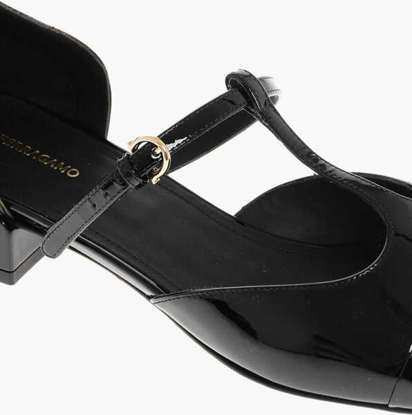 Balerini casual Salvatore Ferragamo Patent Leather Linette T-Bar Ballet Flats Black Femei (BM 18967690) 4