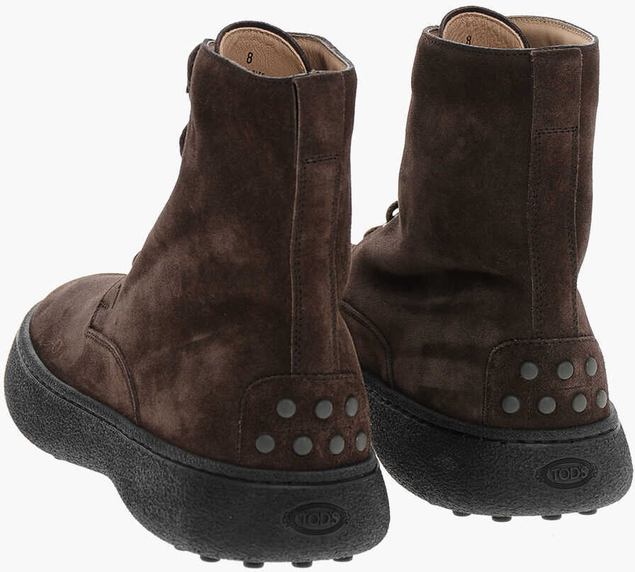 Ghete TODS Suede Lace-Up Booties With Rubber Sole Brown Barbati (BM 18967696) 2