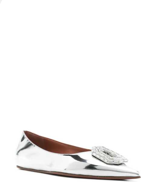 Balerini casual AMINA MUADDI Lam Leather Camelia Ballet Flats With Jewel Buckle Silver Femei (BM 18967699) 2