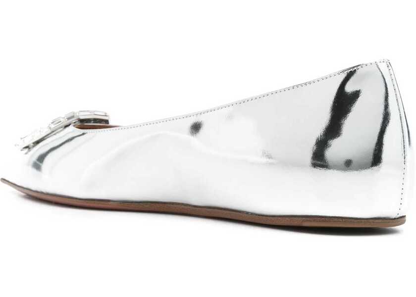 Balerini casual AMINA MUADDI Lam Leather Camelia Ballet Flats With Jewel Buckle Silver Femei (BM 18967699) 3