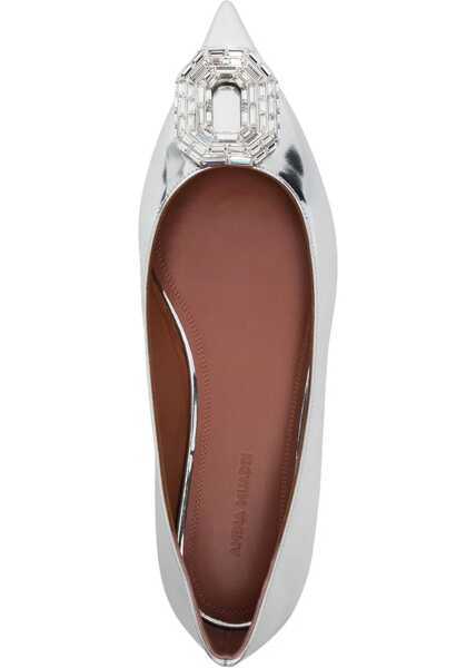 Balerini casual AMINA MUADDI Lam Leather Camelia Ballet Flats With Jewel Buckle Silver Femei (BM 18967699) 4