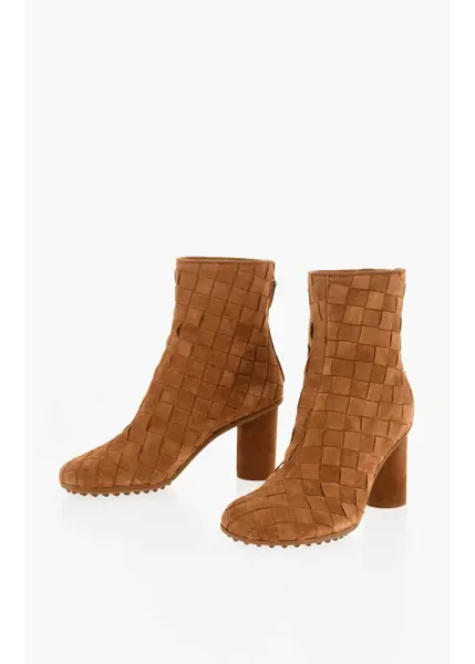Botine Bottega Veneta Woven Suede Booties With Back Zip 7Cm Brown Femei (BM 18967714) 1
