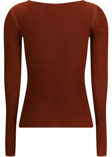 Topuri PETAR PETROV Ribbed fitted Top RUST Femei (BM 18967819) 2