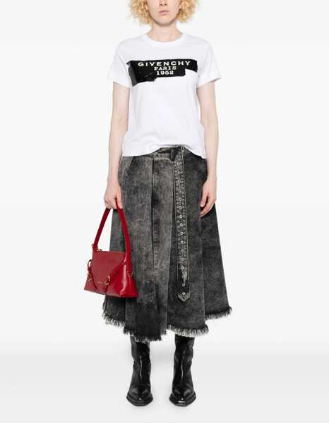 Tricouri Givenchy Cotton T-shirt with print black givenchy tape WHITE Femei (BM 18967876) 2