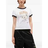 Tricouri Ganni Dama - Tricouri Ganni Kitten print T-Shirt BRIGHT WHITE Femei (BM 18967948) - B-mall.ro