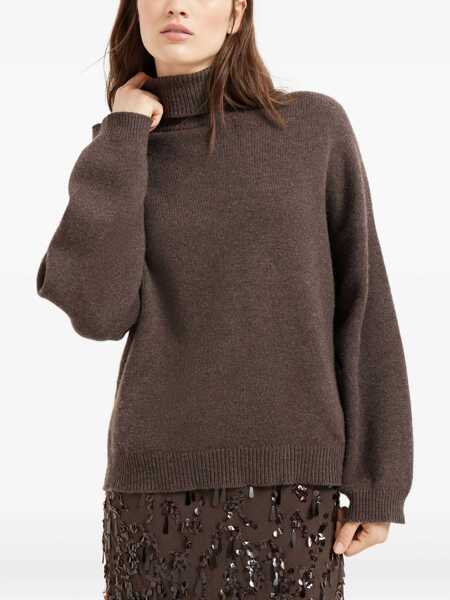 Pulovere Brunello Cucinelli Cashmere turtleneck Sweater MORO Femei (BM 18967975) 4
