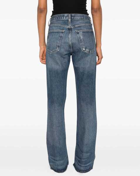 Blugi AGOLDE Kick Boot Jeans stencil color mid rise STENCIL WHISKERED DK INDIGO Femei (BM 18968017) 4