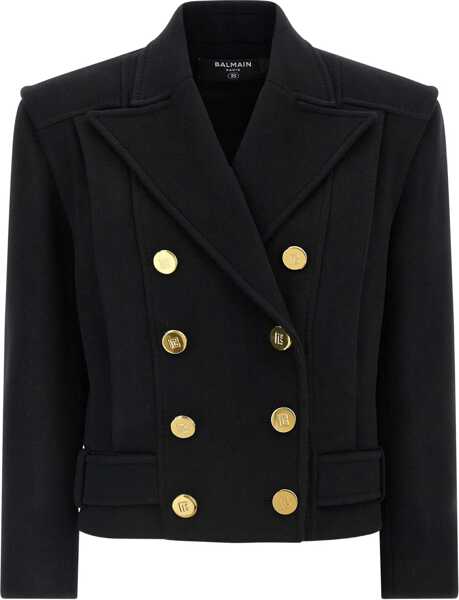 Paltoane Balmain Wool Double-breasted Coat NOIR Femei (BM 18968059) 1