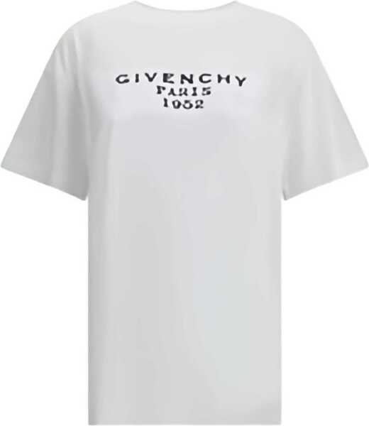 Tricouri Givenchy Boxy cotton T-shirt with givenchy tape print WHITE Femei (BM 18968071) 2