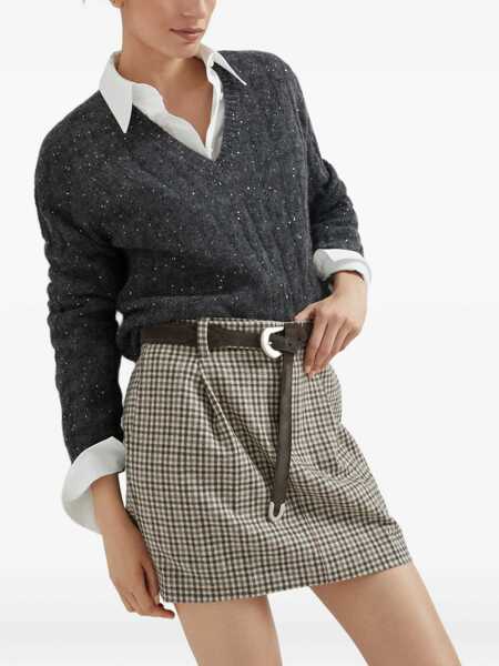 Pulovere Brunello Cucinelli Dazzling Cables Sweater in Mohair, cotton and wool PIOMBO Femei (BM 18968161) 4