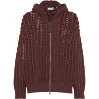 Cardigane Balloon Net Embroidery Cardigan in cashmere with a hood Femei