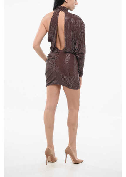 Rochii scurte Alexandre Vauthier All Over Crystallized Mini Dress Burgundy Femei (BM 18968782) 2