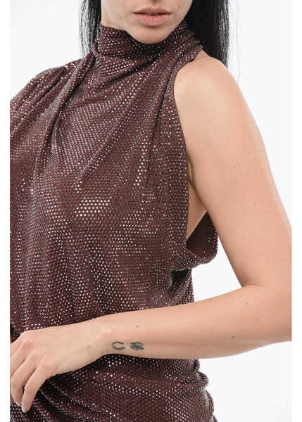 Rochii scurte Alexandre Vauthier All Over Crystallized Mini Dress Burgundy Femei (BM 18968782) 3