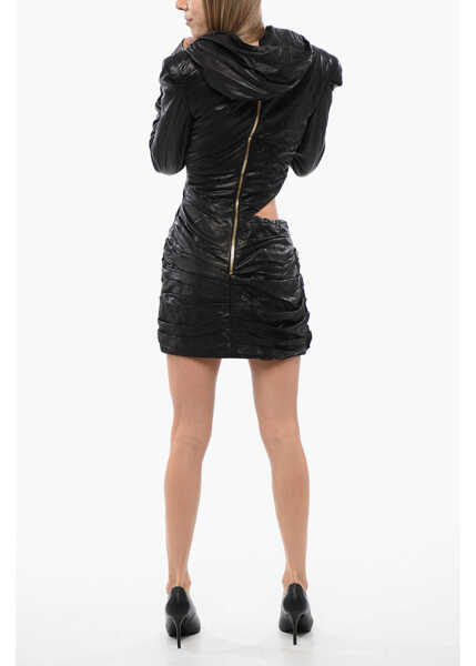 Rochii de zi Balmain Long Sleeved Leather Asymmetric Dress Black Femei (BM 18968797) 2