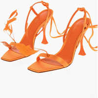 Sandale cu toc Satin Kimi Sandals With Decorative Feathers 10Cm Femei