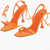 3JUIN Satin Kimi Sandals With Decorative Feathers 10Cm Orange
