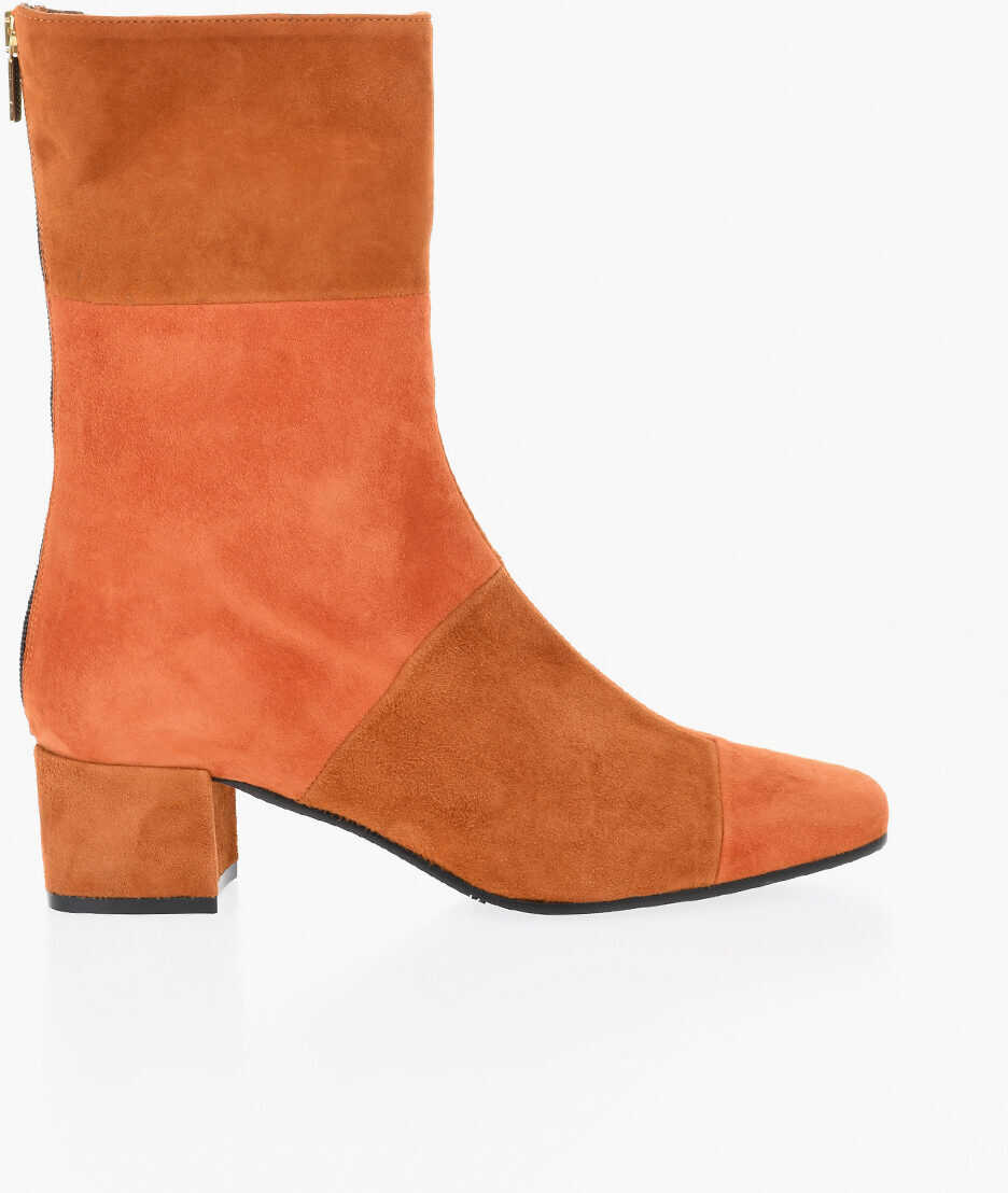 Botine CAREL PARIS Suede Estime Go Booties With Patchwork Design 5Cm Orange Femei (BM 18968854) 3