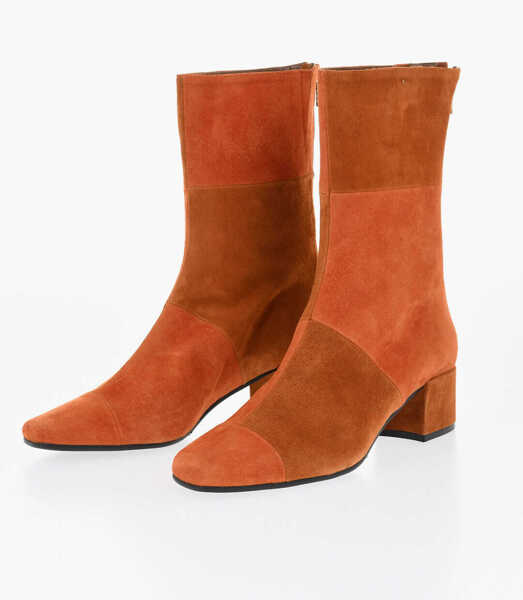 Botine CAREL PARIS Suede Estime Go Booties With Patchwork Design 5Cm Orange Femei (BM 18968854) 1