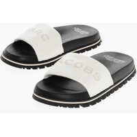 Sandale fara toc Leather The Slide Slides With Embossed Logo Femei