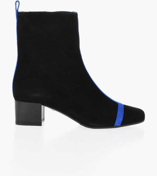 Botine CAREL PARIS Suede Audrey Booties With Contrasting Detail 5Cm Black Femei (BM 18968872) 3