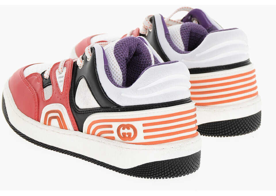 Sneakers Gucci Faux Leather Low-Top Sneakers With Monogram Red Baieti (BM 18968875) 2