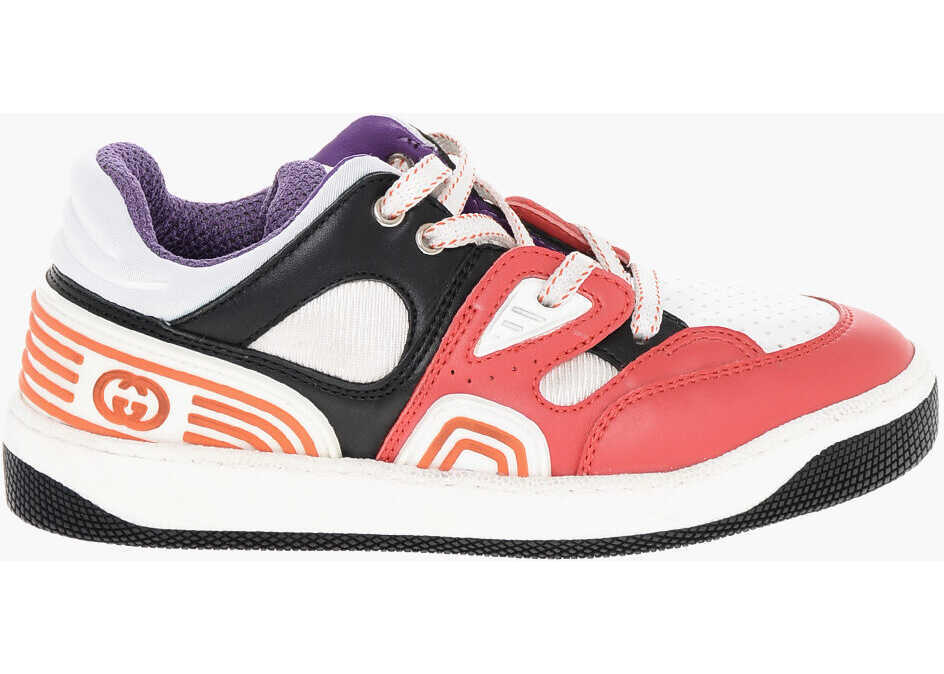 Sneakers Gucci Faux Leather Low-Top Sneakers With Monogram Red Baieti (BM 18968875) 3