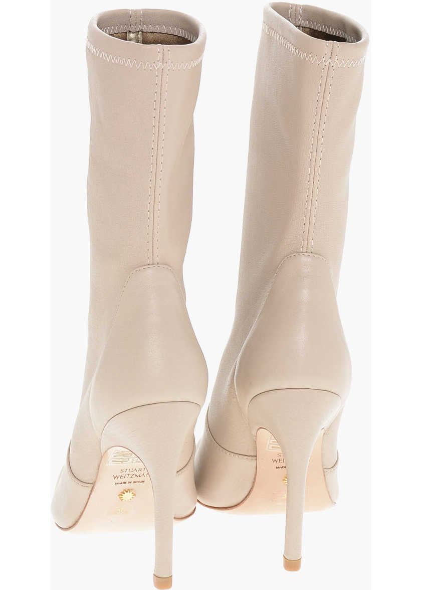 Botine Stuart Weitzman Leather Dune Booties With Curved Heel 10Cm Beige Femei (BM 18968878) 2