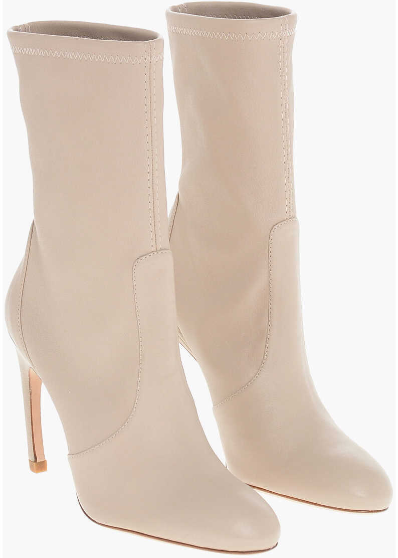 Botine Stuart Weitzman Leather Dune Booties With Curved Heel 10Cm Beige Femei (BM 18968878) 1