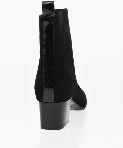 Botine CAREL PARIS Suede Estime Booties With Patent Leather Toe 5Cm Black Femei (BM 18968881) 2