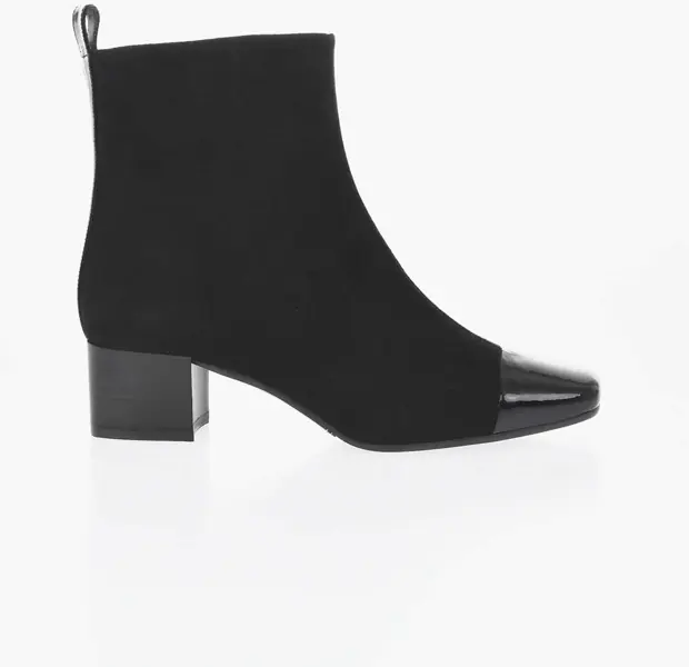 Botine CAREL PARIS Suede Estime Booties With Patent Leather Toe 5Cm Black Femei (BM 18968881) 3