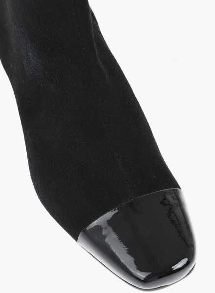 Botine CAREL PARIS Suede Estime Booties With Patent Leather Toe 5Cm Black Femei (BM 18968881) 4