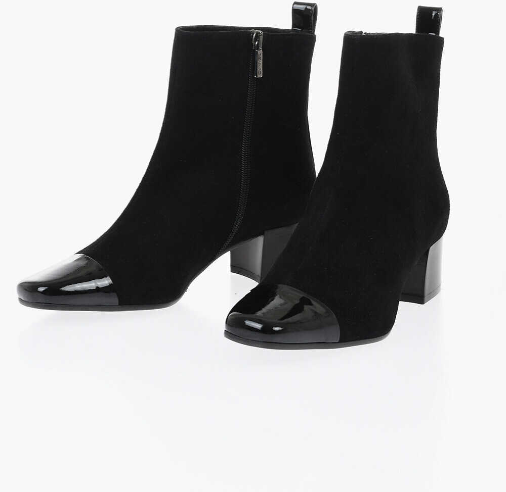 Botine CAREL PARIS Suede Estime Booties With Patent Leather Toe 5Cm Black Femei (BM 18968881) 1