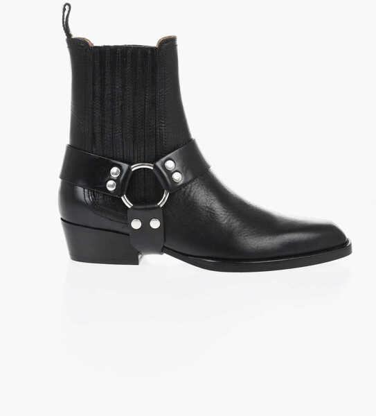 Botine Paris Texas Leather Helena Western Booties 4Cm Black Femei (BM 18968884) 3