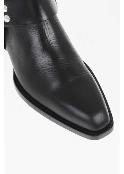 Botine Paris Texas Leather Helena Western Booties 4Cm Black Femei (BM 18968884) 4