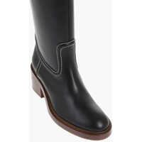 Cizme lungi Dama - Cizme lungi Chloe Leather Evening Under The Knee Boots With Visible Stitchings Black Femei (BM 18968896) - B-mall.ro