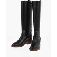 Cizme lungi Leather Evening Under The Knee Boots With Visible Stitchings Femei