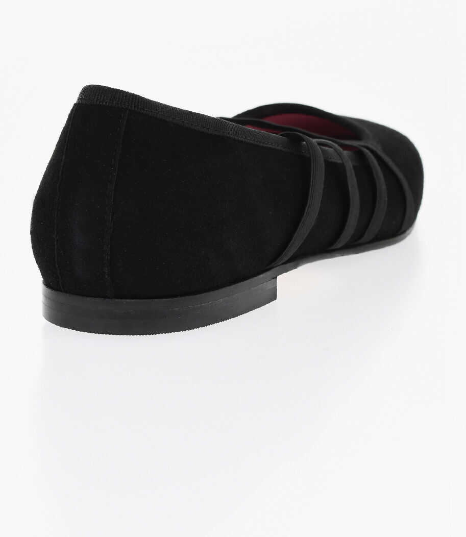 Balerini casual CAREL PARIS Suede Tutu Ballet Flats With Elastic Bands Black Femei (BM 18968899) 2