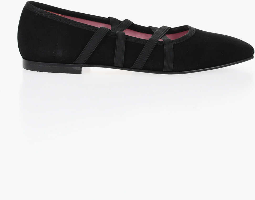 Balerini casual CAREL PARIS Suede Tutu Ballet Flats With Elastic Bands Black Femei (BM 18968899) 3