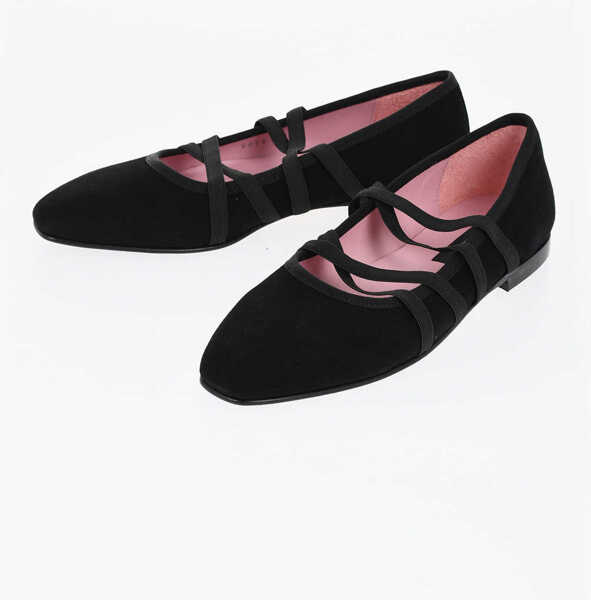 Balerini casual CAREL PARIS Suede Tutu Ballet Flats With Elastic Bands Black Femei (BM 18968899) 1
