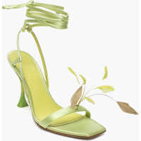 Sandale cu toc Satin Kimi Sandals With Decorative Feathers 10Cm Femei